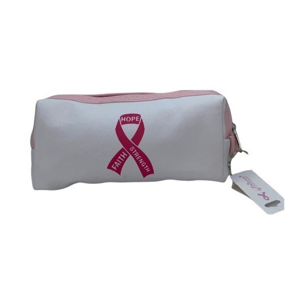 New White Breast Cancer Awareness Pencil Case Cosmetic Beauty Bag Keychain Pouch